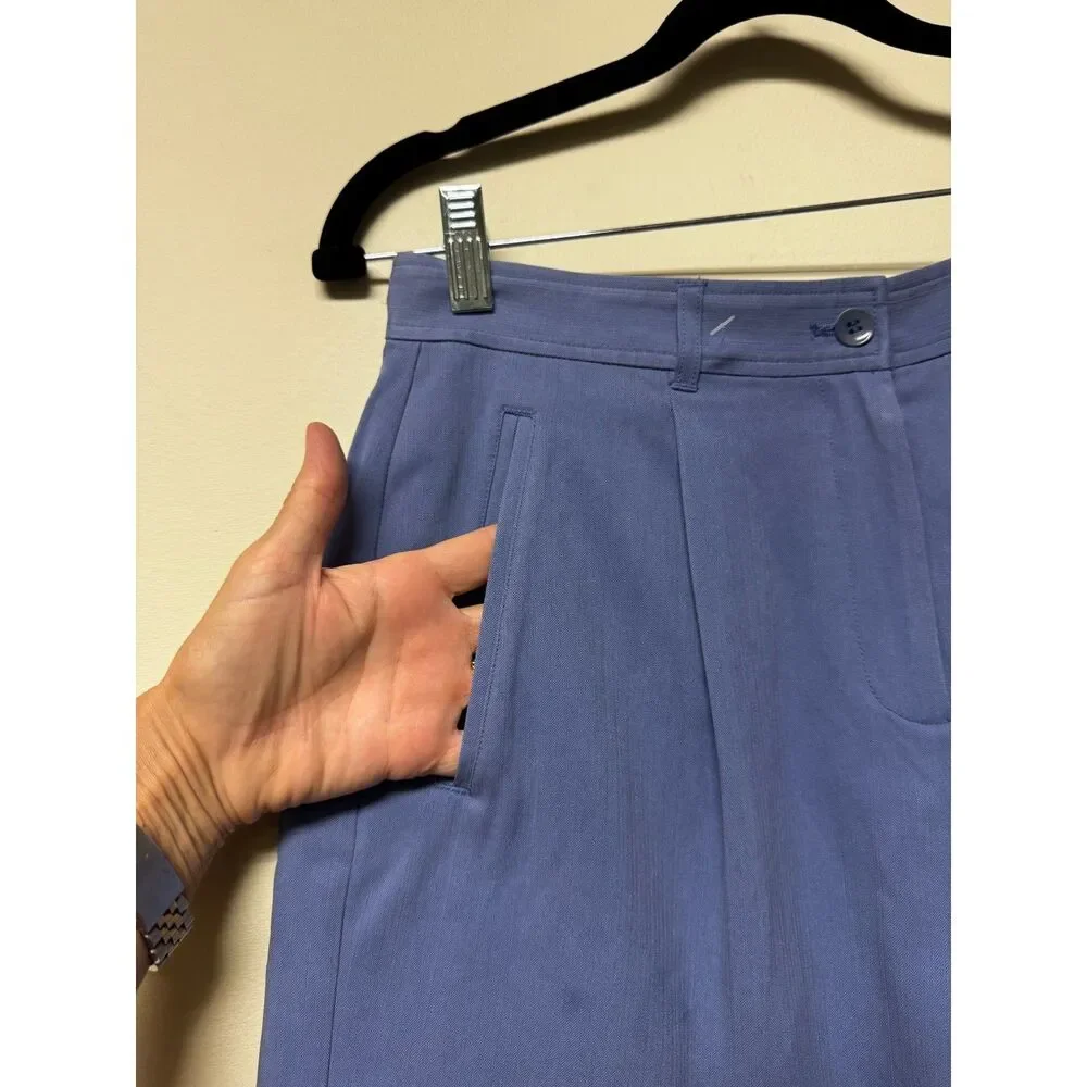 VINTAGE - TOMMY BAHAMA 100% Silk Periwinkle Blue Pleated Zip Front Shorts, Sz 6